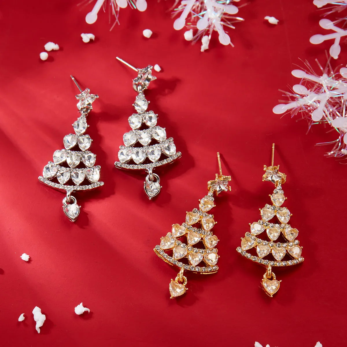 1 Pair Cute Christmas Tree Alloy Drop Earrings