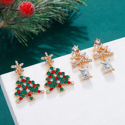 1 Pair Cute Christmas Tree Alloy Ear Studs