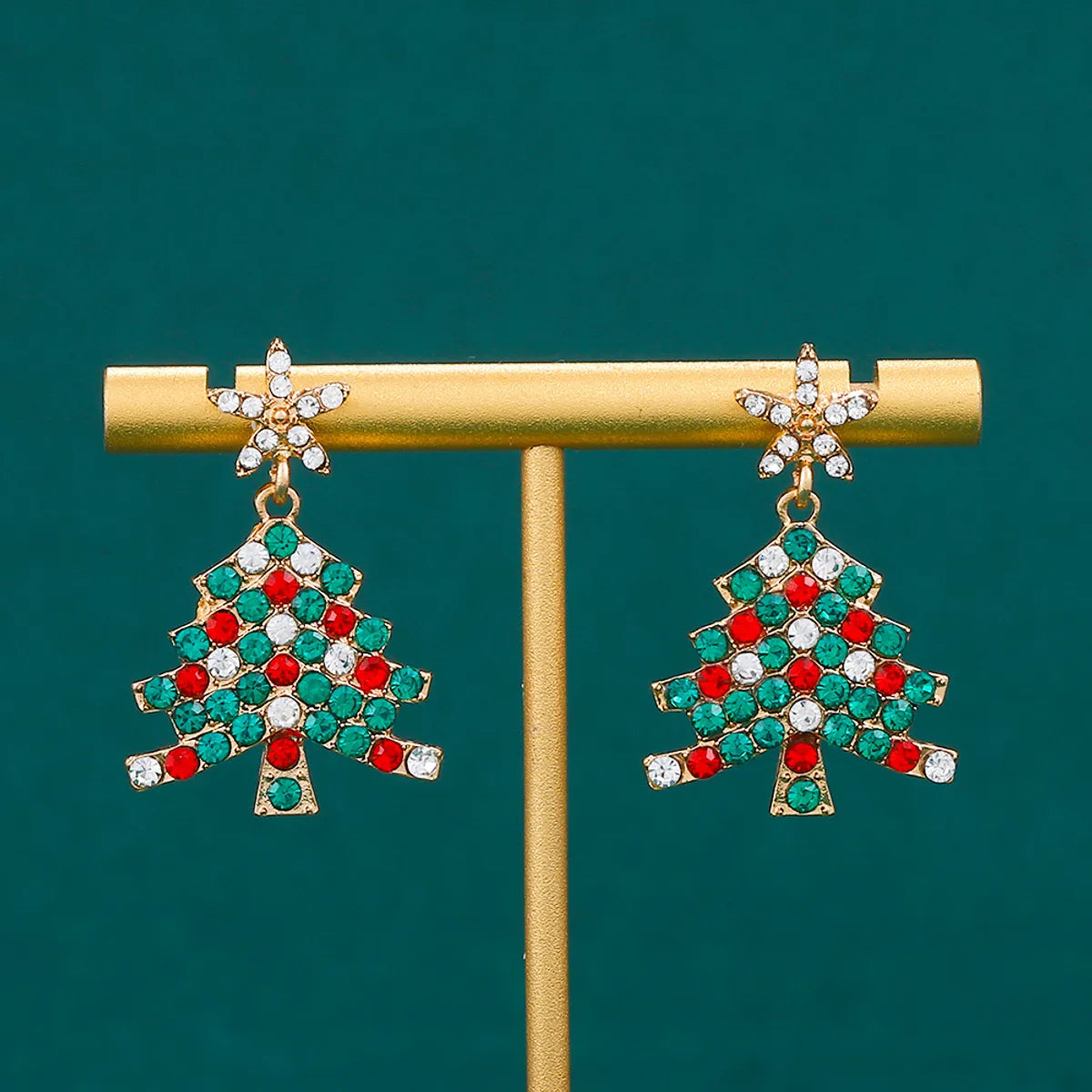 1 Pair Cute Christmas Tree Alloy Ear Studs