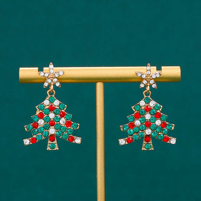 1 Pair Cute Christmas Tree Alloy Ear Studs