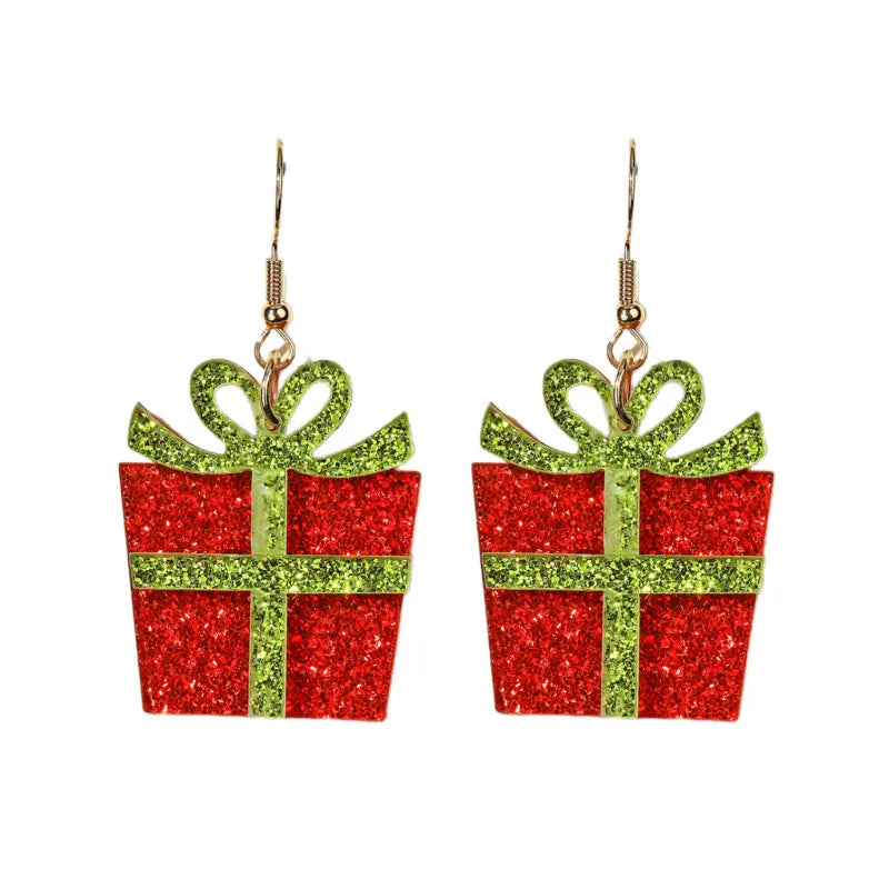 1 Pair Cute Christmas Tree Elk Arylic Drop Earrings