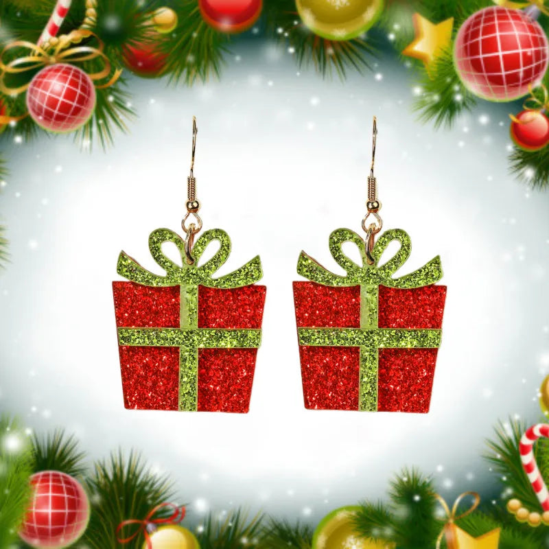 1 Pair Cute Christmas Tree Elk Arylic Drop Earrings