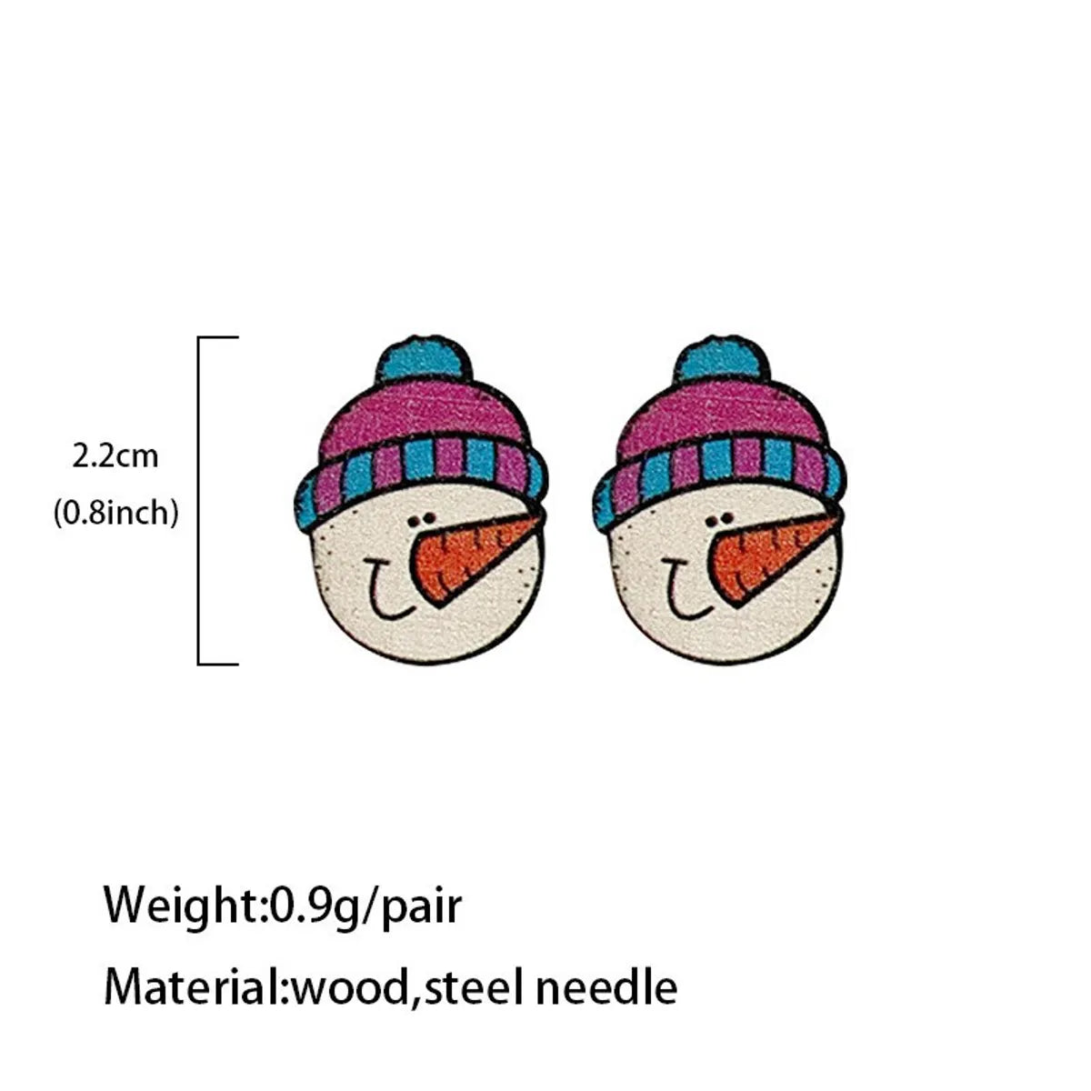 1 Pair Cute Christmas Tree Gingerbread Snowman Wood Ear Studs