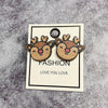 1 Pair Cute Christmas Tree Gingerbread Snowman Wood Ear Studs