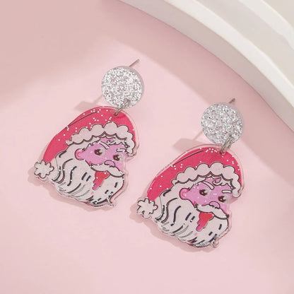 1 Pair Cute Christmas Tree Old Man's Head Arylic Drop Earrings