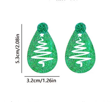 1 Pair Cute Christmas Tree Santa Claus Snowman Arylic Drop Earrings