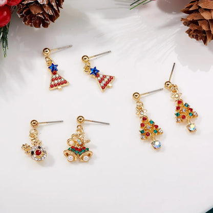 1 Pair Cute Christmas Tree Snowflake Elk Plating Alloy Drop Earrings