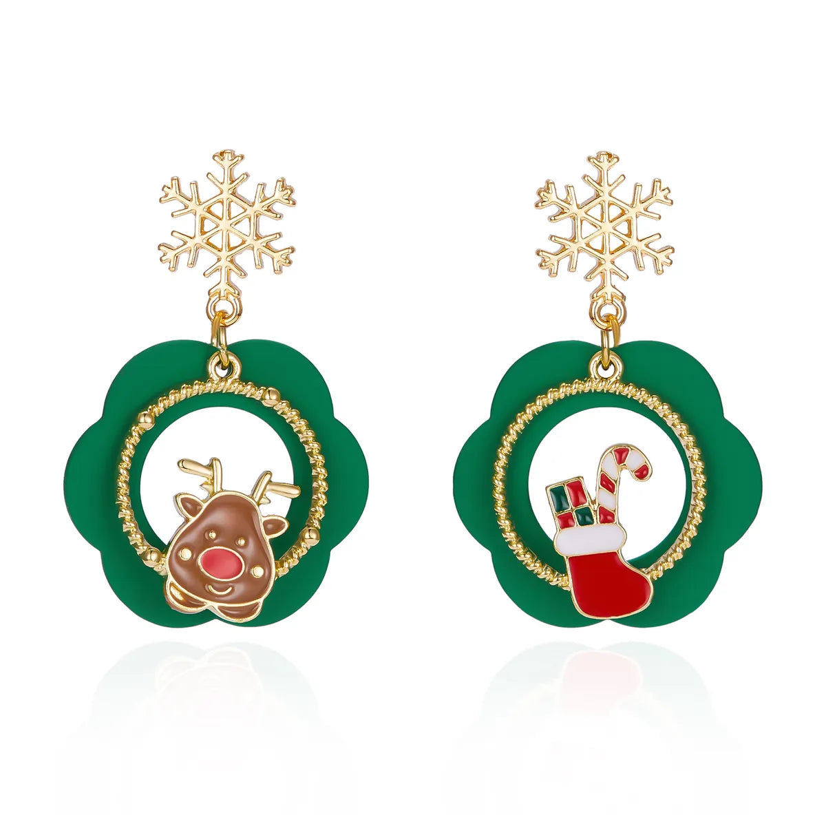 1 Pair Cute Christmas Tree Snowflake Elk Plating Alloy Drop Earrings