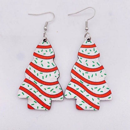 1 Pair Cute Christmas Tree Wood Ear Hook