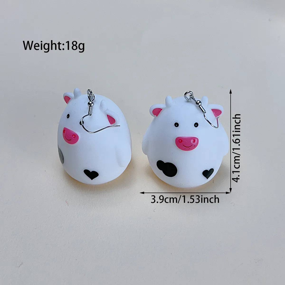 1 Pair Cute Classic Style Animal Cows Heart Shape Silica Gel Drop Earrings