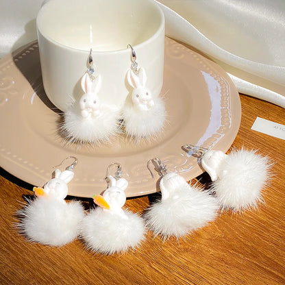 1 Pair Cute Classic Style Rabbit Resin Drop Earrings