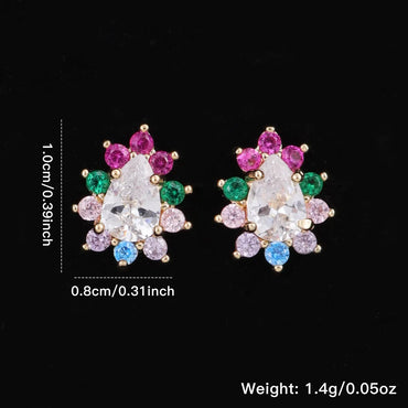 1 Pair Cute Classic Style Water Droplets Plating Inlay Copper Zircon 18K Gold Plated Ear Studs