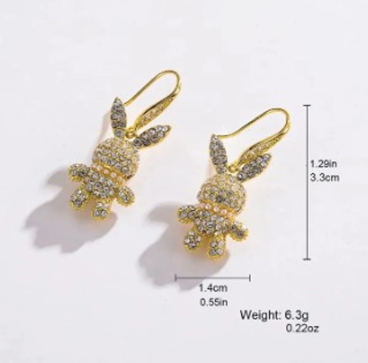 1 Pair Cute Clouds Rabbit Leaves Plating Inlay Copper Zircon 18k Gold Plated Drop Earrings