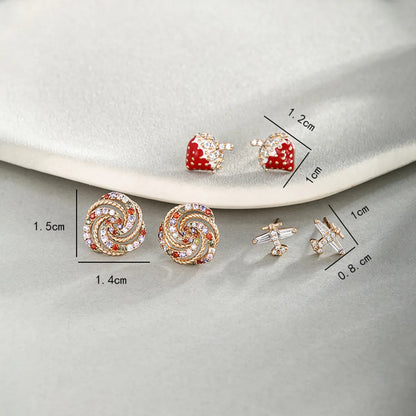 1 Pair Cute Xuping Commute Strawberry Airplane Plating Inlay Copper Alloy Zircon 18k Gold Plated Ear Studs