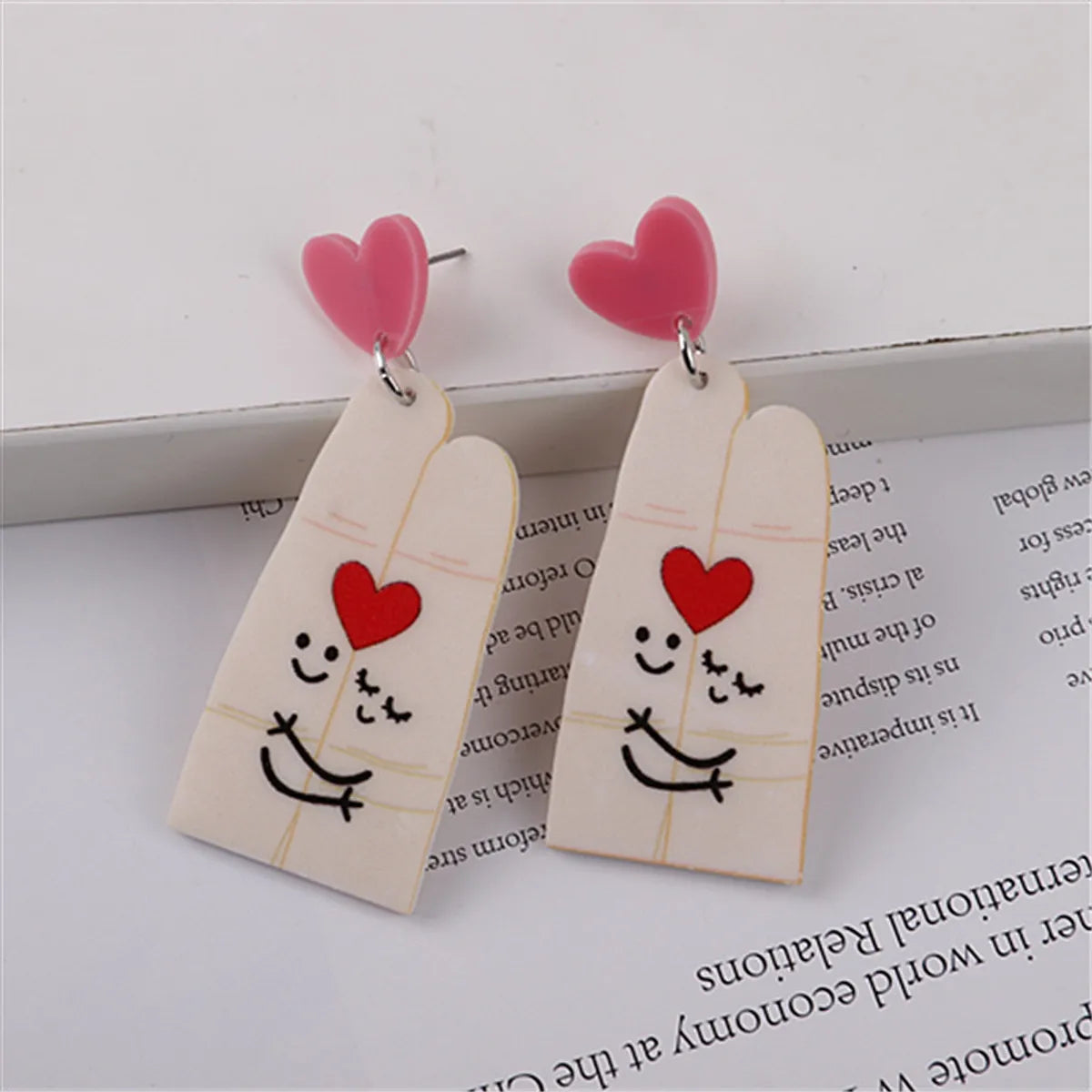 1 Pair Cute Cup Heart Shape Arylic Women's Drop Earrings