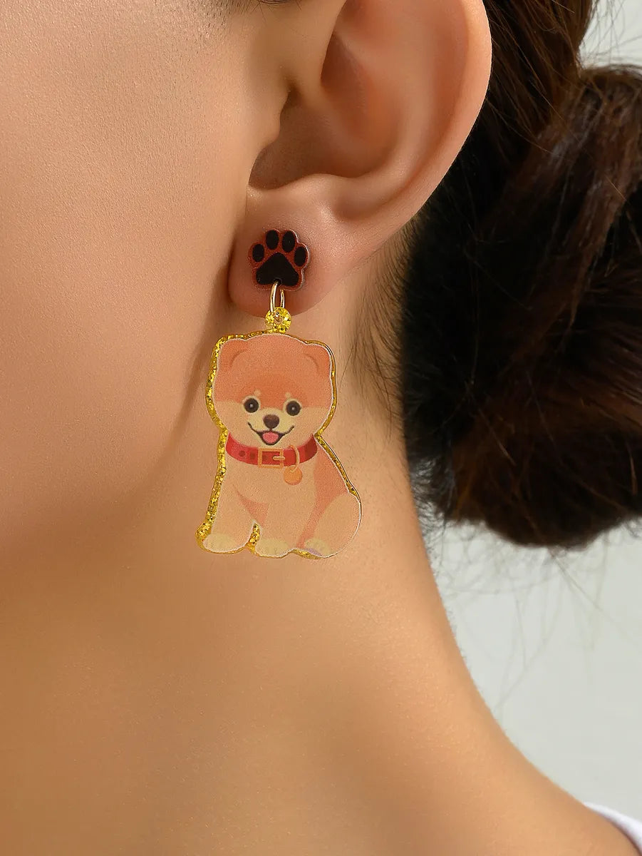 1 Pair Cute Dog Arylic Drop Earrings