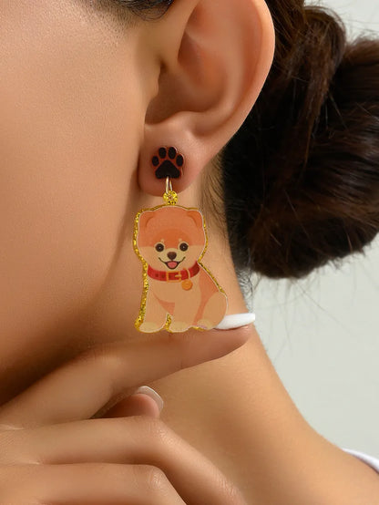 1 Pair Cute Dog Cat Arylic Drop Earrings