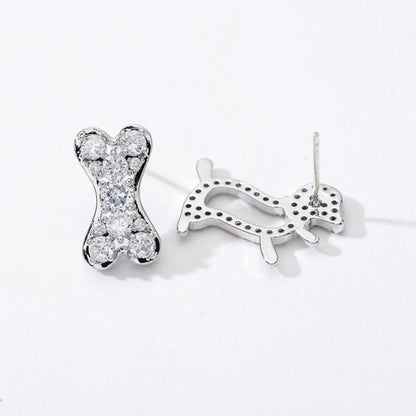 1 Pair Cute Dog Unforgettable Plating Inlay Copper Zircon White Gold Plated Ear Studs