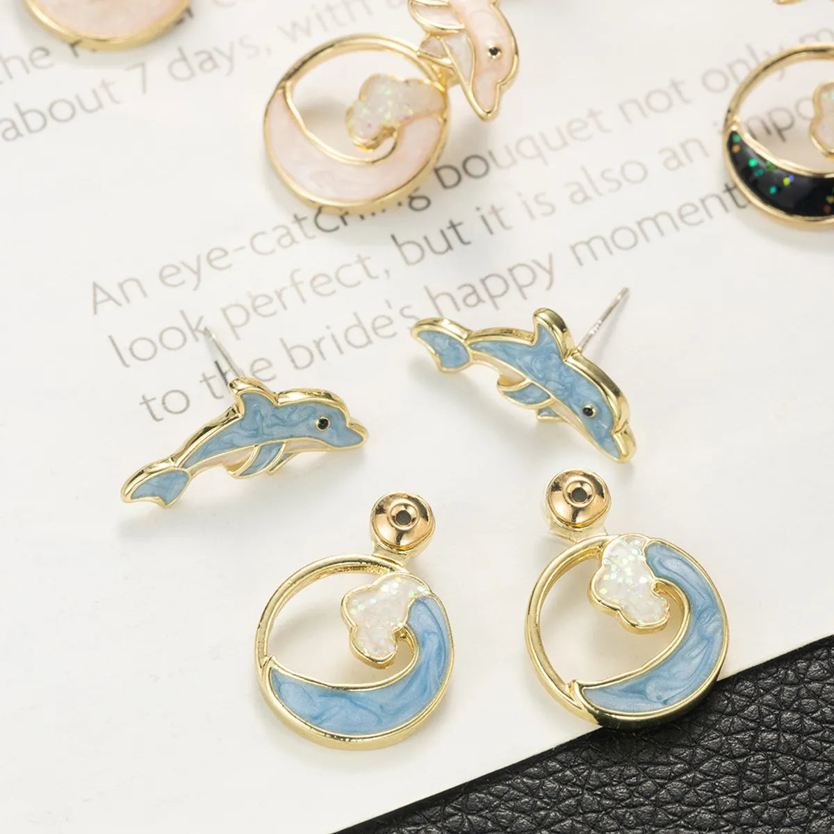 1 Pair Cute Dolphin Enamel Alloy Ear Studs