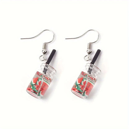 1 Pair Cute Drink Resin Drop Earrings