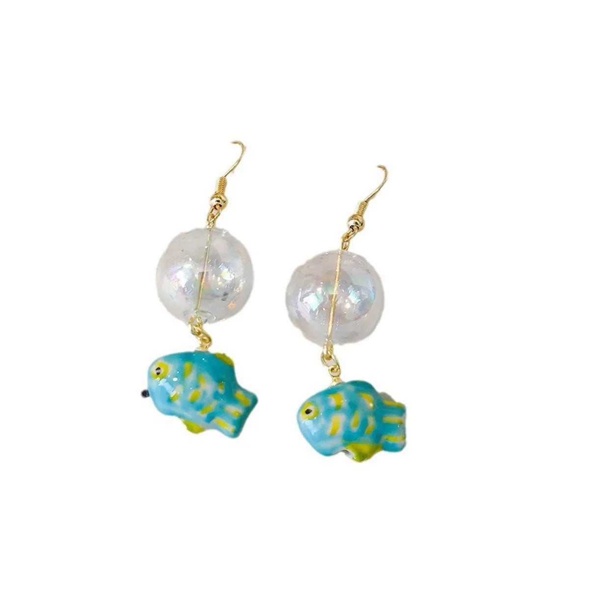 1 Pair Cute Fish Patchwork Arylic Glass Ceramics Drop Earrings