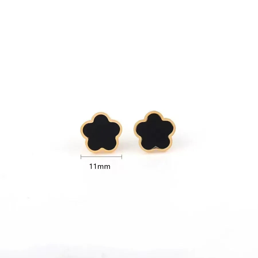 1 Pair Cute Five-Leaf Flower Plating Stainless Steel Ear Studs