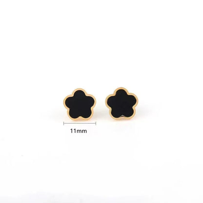 1 Pair Cute Five-Leaf Flower Plating Stainless Steel Ear Studs