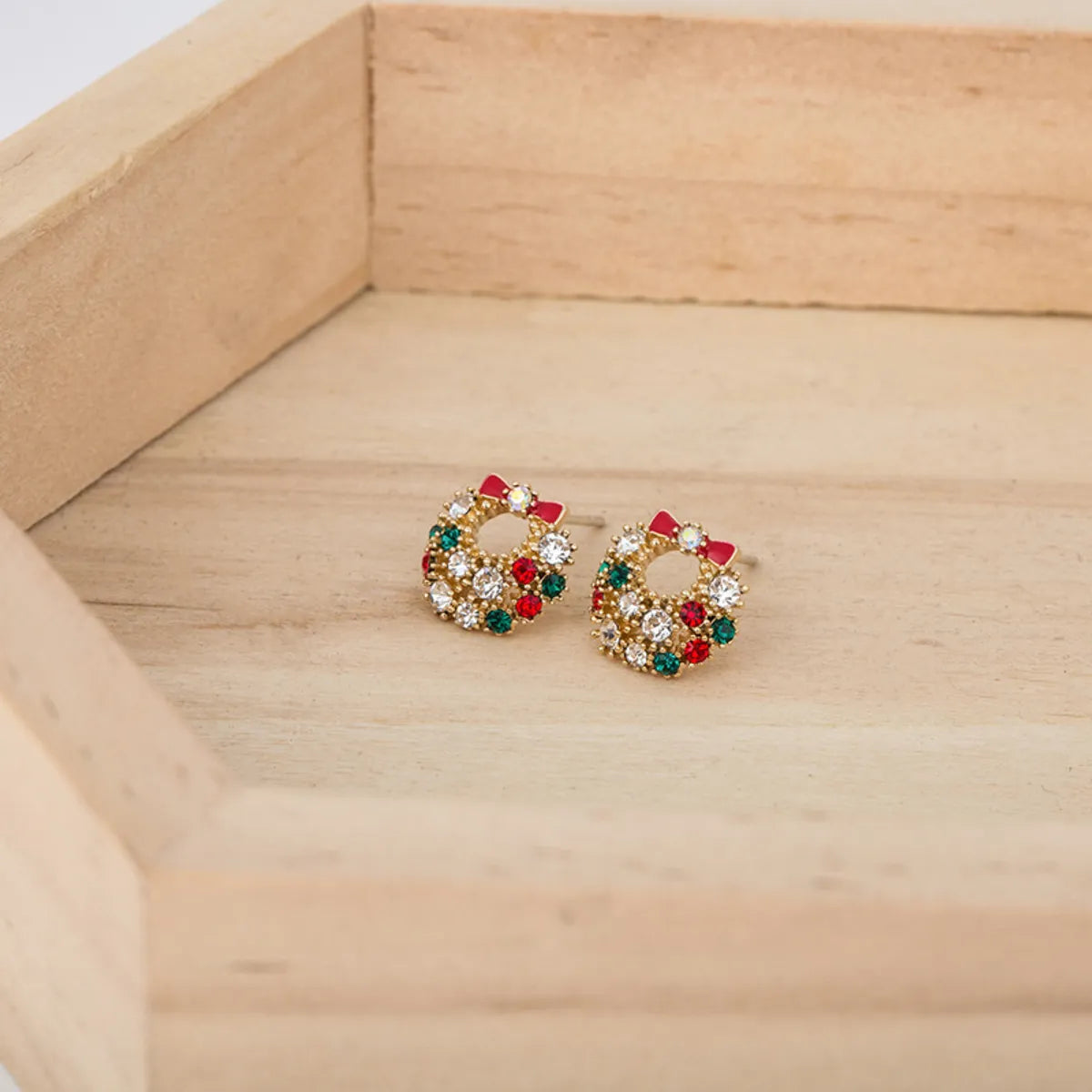 1 Pair Cute Flower Inlay Alloy Artificial Gemstones Ear Studs