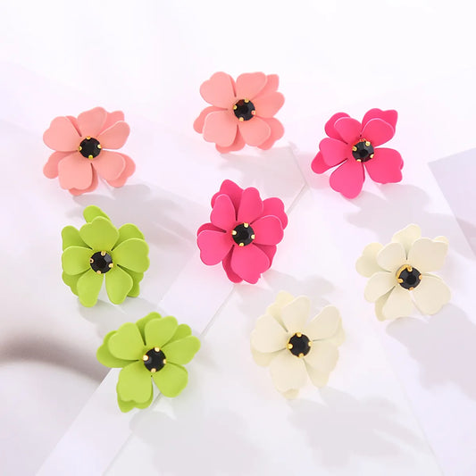 1 Pair Cute Flower Inlay Alloy Rhinestones Ear Studs