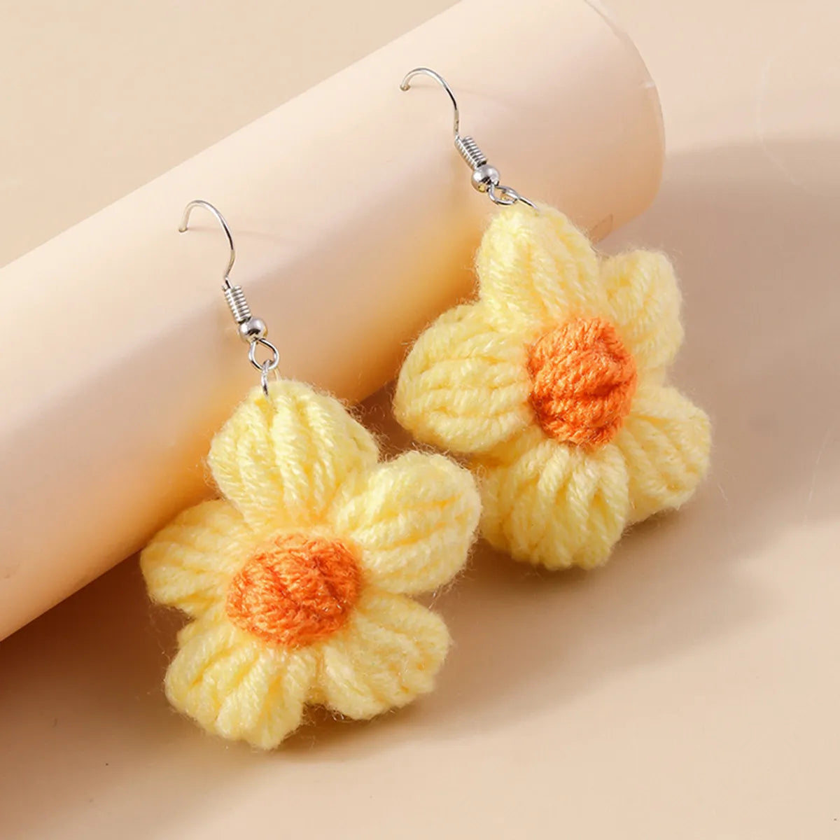 1 Pair Cute Flower Knit Drop Earrings