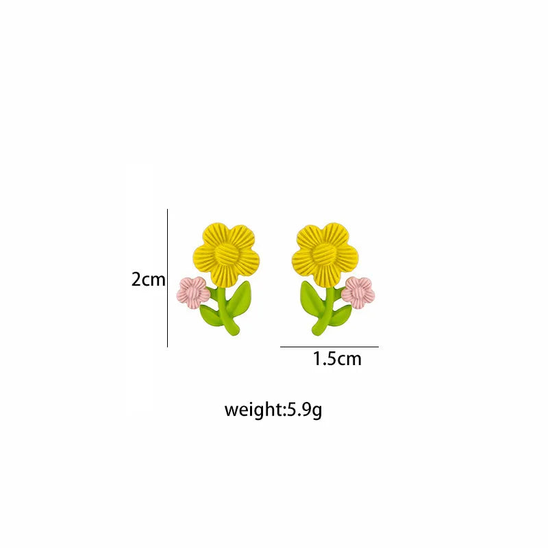 1 Pair Cute Flower Plating Alloy Ear Studs