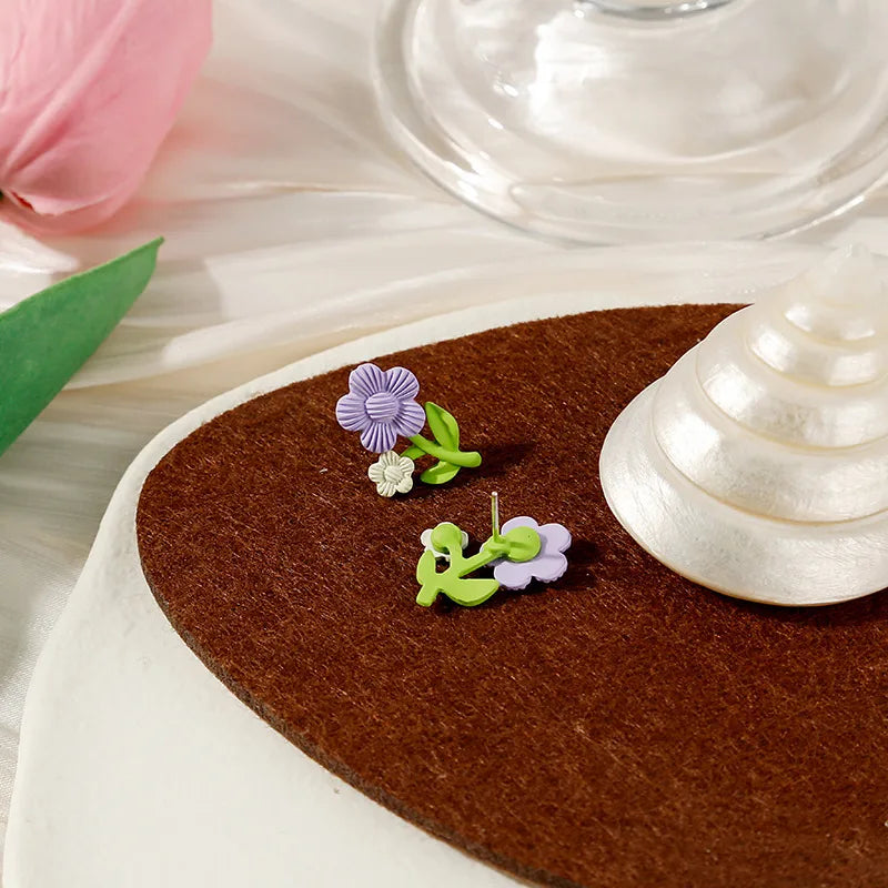 1 Pair Cute Flower Plating Alloy Ear Studs