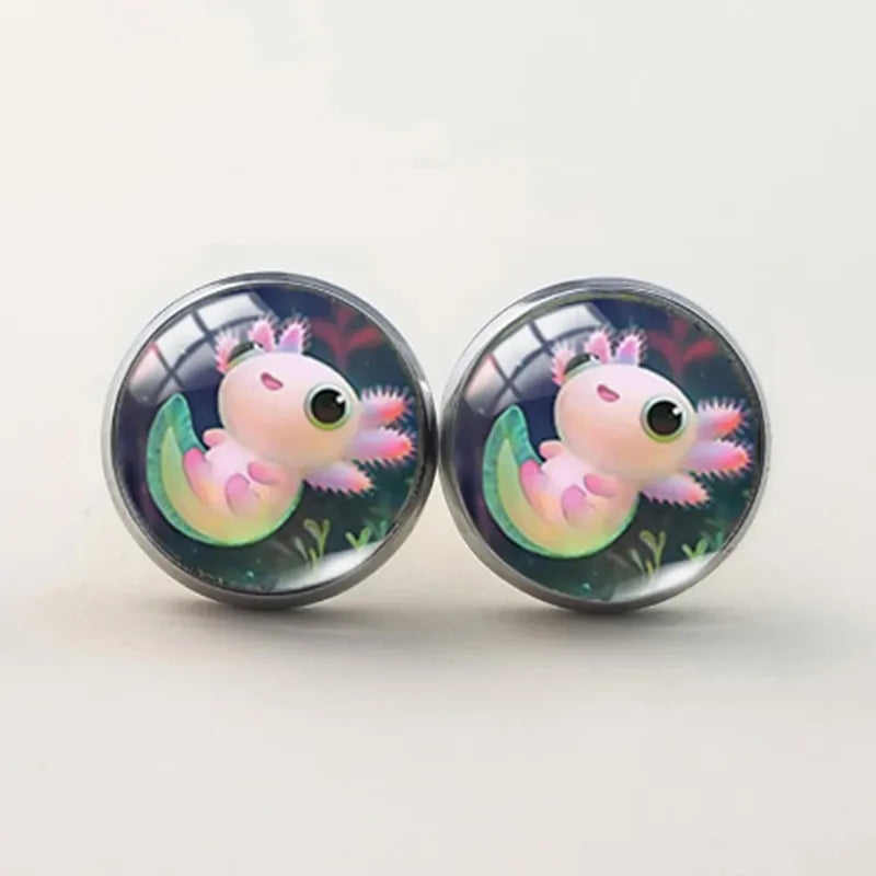 1 Pair Cute French Style Simple Style Salamander Inlay Alloy Glass Glass Ear Studs