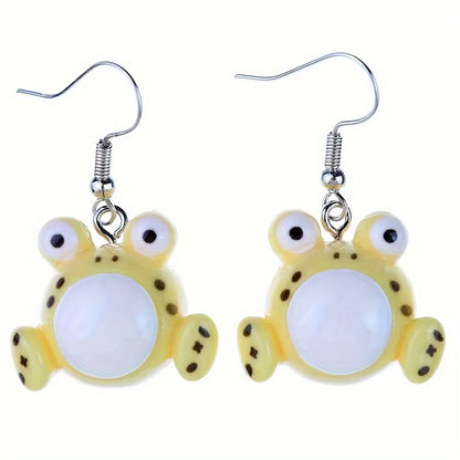 1 Pair Cute Frog Resin Drop Earrings