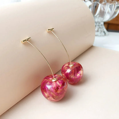 1 Pair Cute Fruit Glass Handmade Women'S Drop Earrings