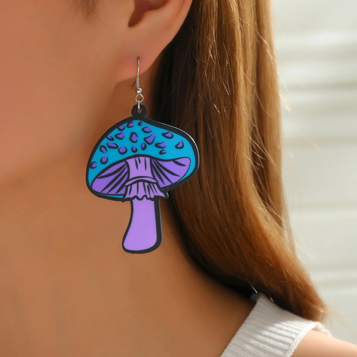 1 Pair Cute Funny Artistic Mushroom Arylic Drop Earrings