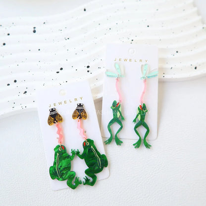 1 Pair Cute Funny Frog Arylic Drop Earrings