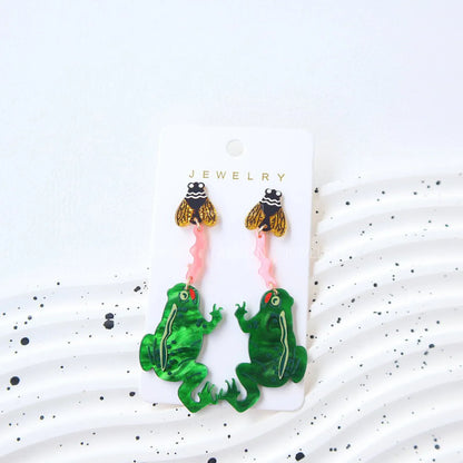 1 Pair Cute Funny Frog Arylic Drop Earrings