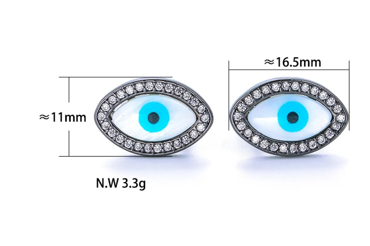 1 Pair Cute Funny Geometric Devil's Eye Plating Copper Ear Studs