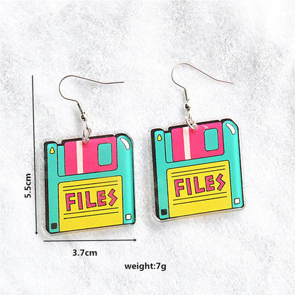 1 Pair Cute Funny Geometric Rubik'S Cube Arylic Alloy Drop Earrings