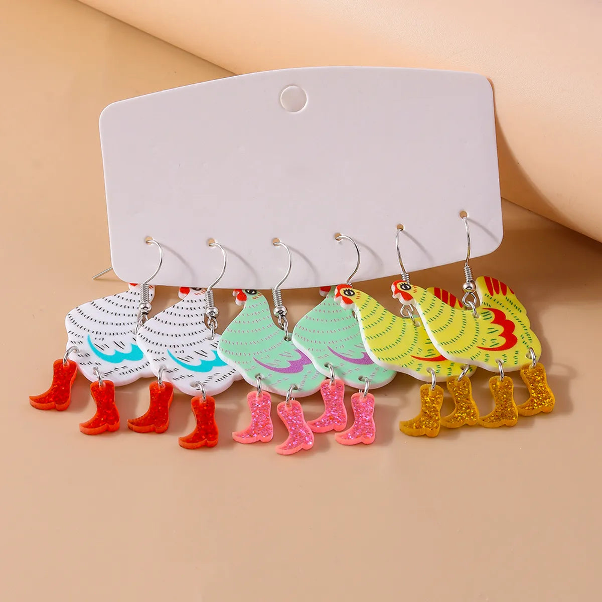 1 Pair Cute Funny Hen Zinc Alloy Drop Earrings