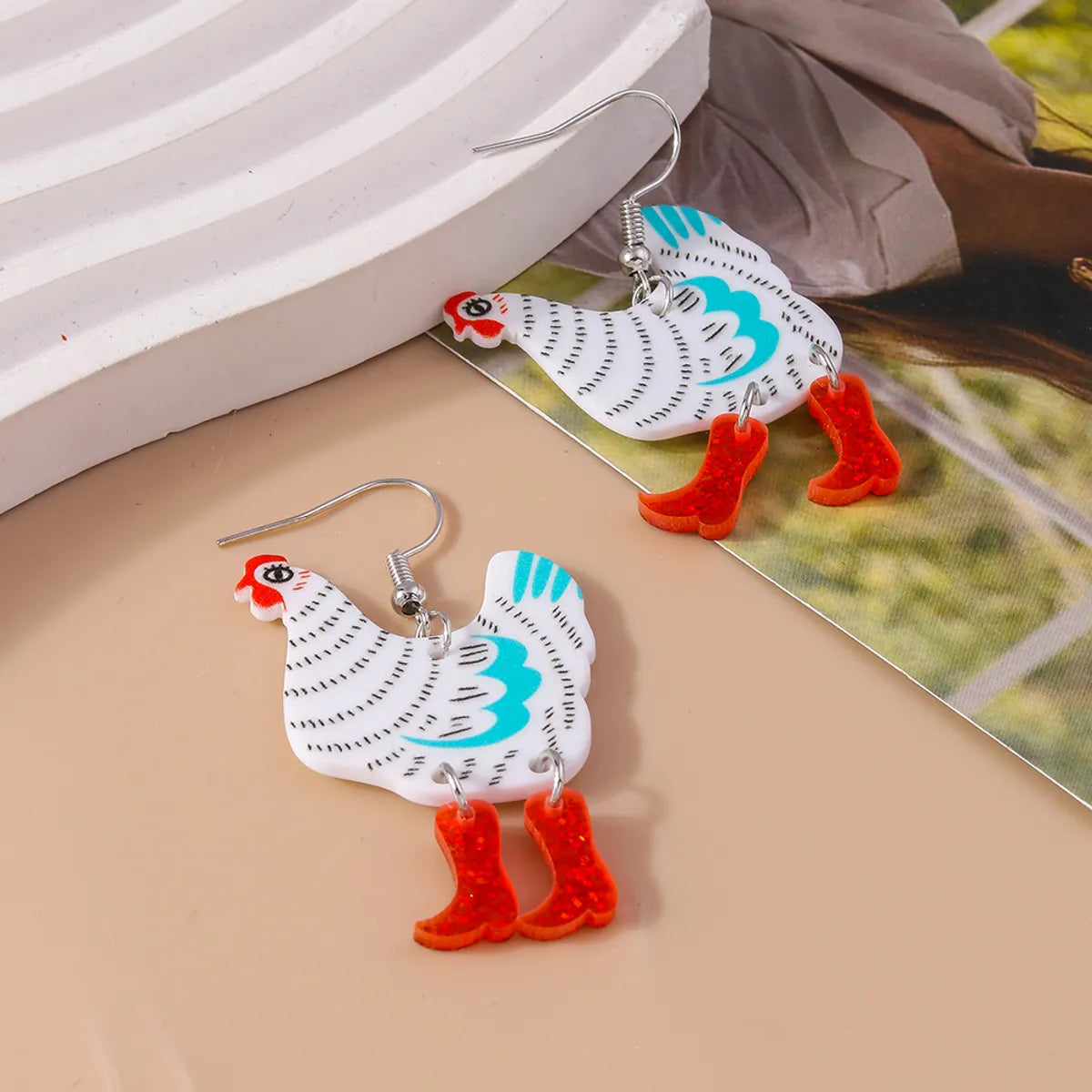 1 Pair Cute Funny Hen Zinc Alloy Drop Earrings