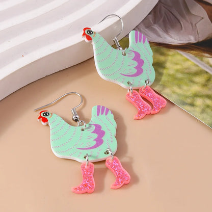 1 Pair Cute Funny Hen Zinc Alloy Drop Earrings