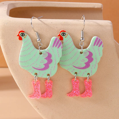 1 Pair Cute Funny Hen Zinc Alloy Drop Earrings