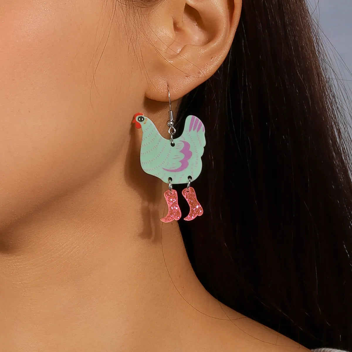 1 Pair Cute Funny Hen Zinc Alloy Drop Earrings