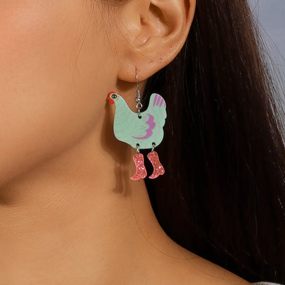 1 Pair Cute Funny Hen Zinc Alloy Drop Earrings