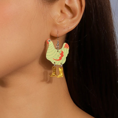 1 Pair Cute Funny Hen Zinc Alloy Drop Earrings