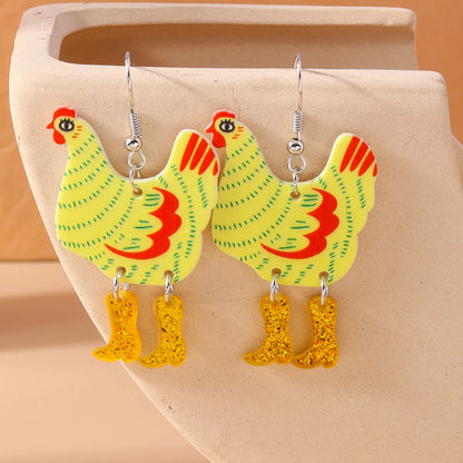 1 Pair Cute Funny Hen Zinc Alloy Drop Earrings