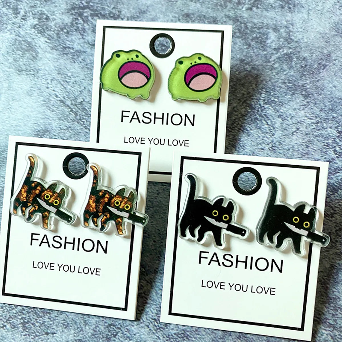 1 Pair Cute Funny Knife Cat Arylic Ear Studs