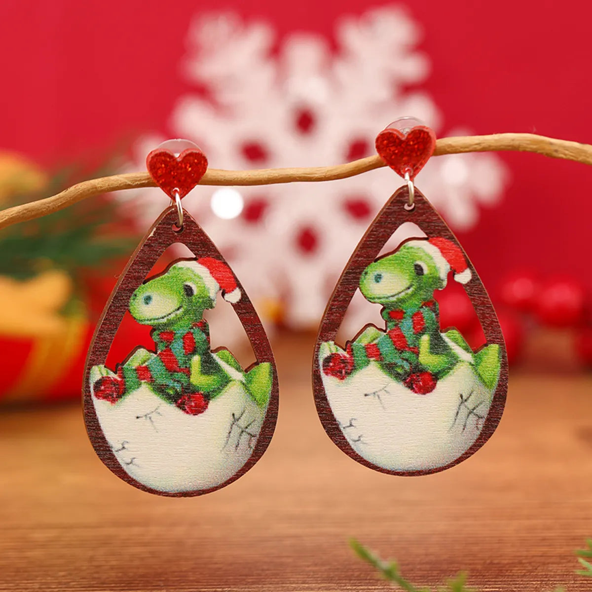 1 Pair Cute Funny Pastoral Santa Claus Plating Hollow Out Wood Silver Plated Earrings